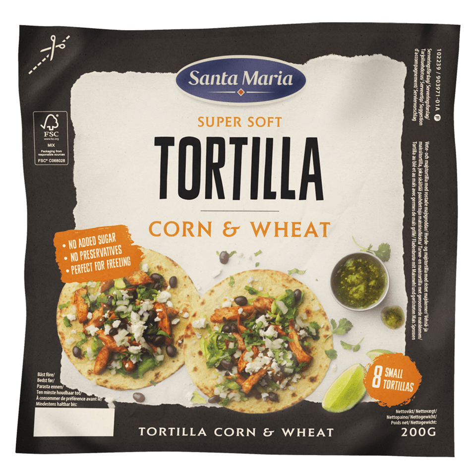 Pakkning med Tortilla Corn & Wheat Small fra Santa Maria