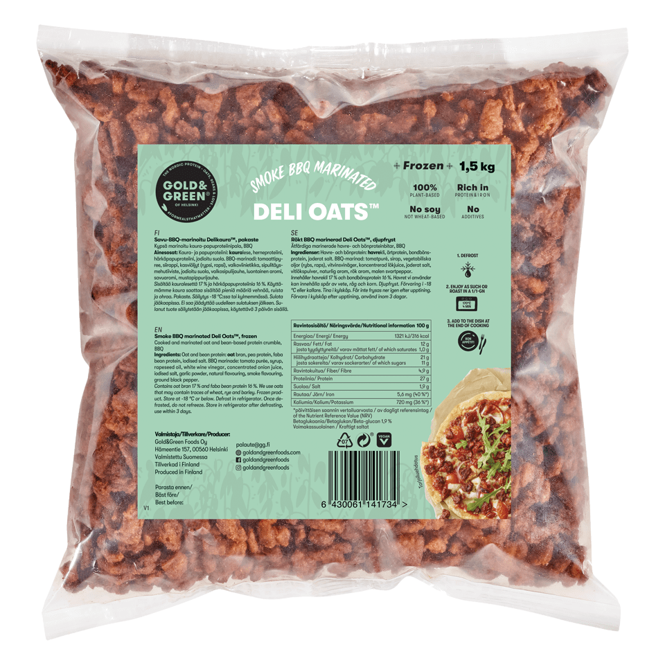 Deli Oats™ marinēts produkts ar BBQ kūpinajuma garšu