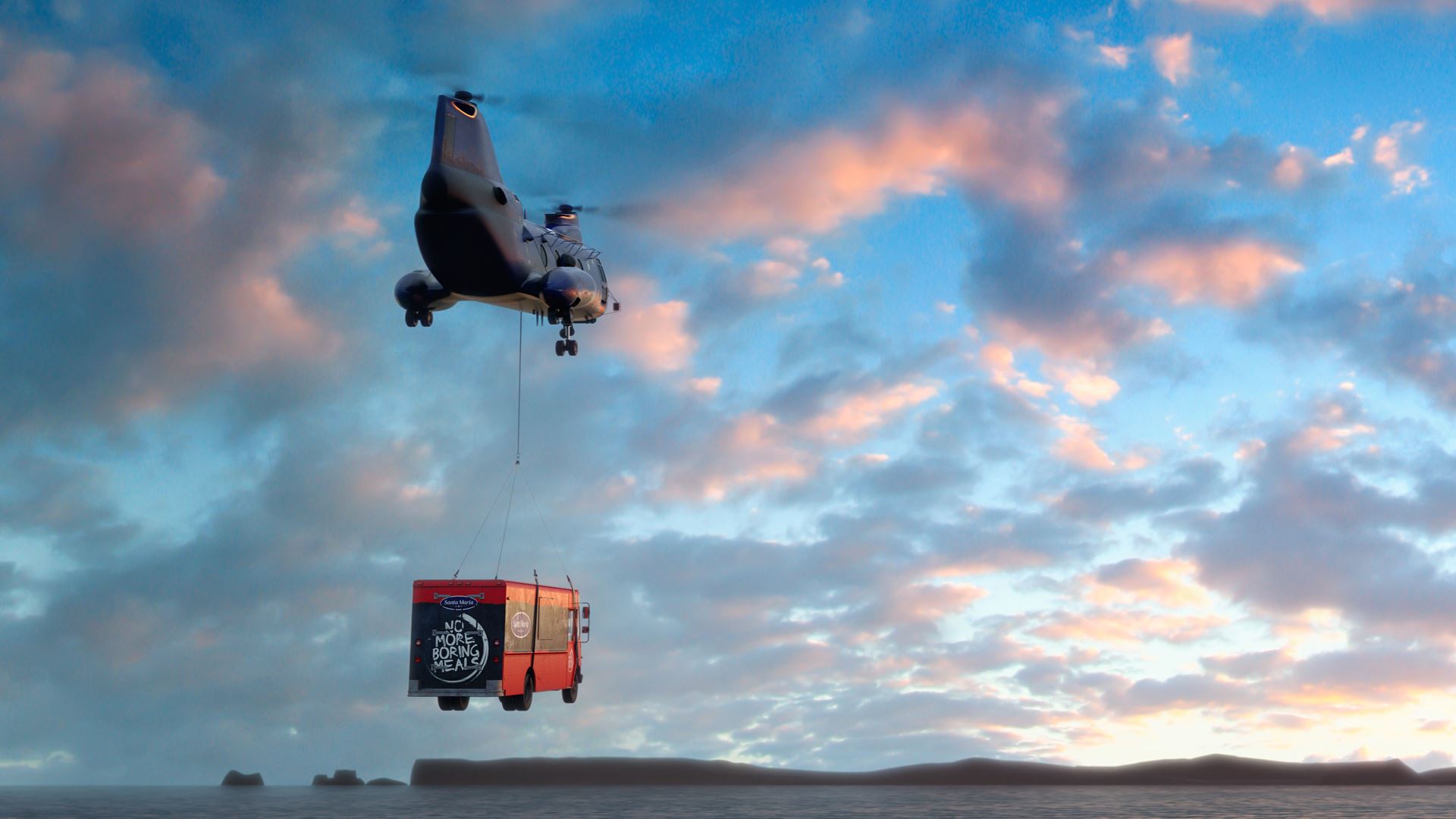 Vår food truck flygs in till Island med helikopter!