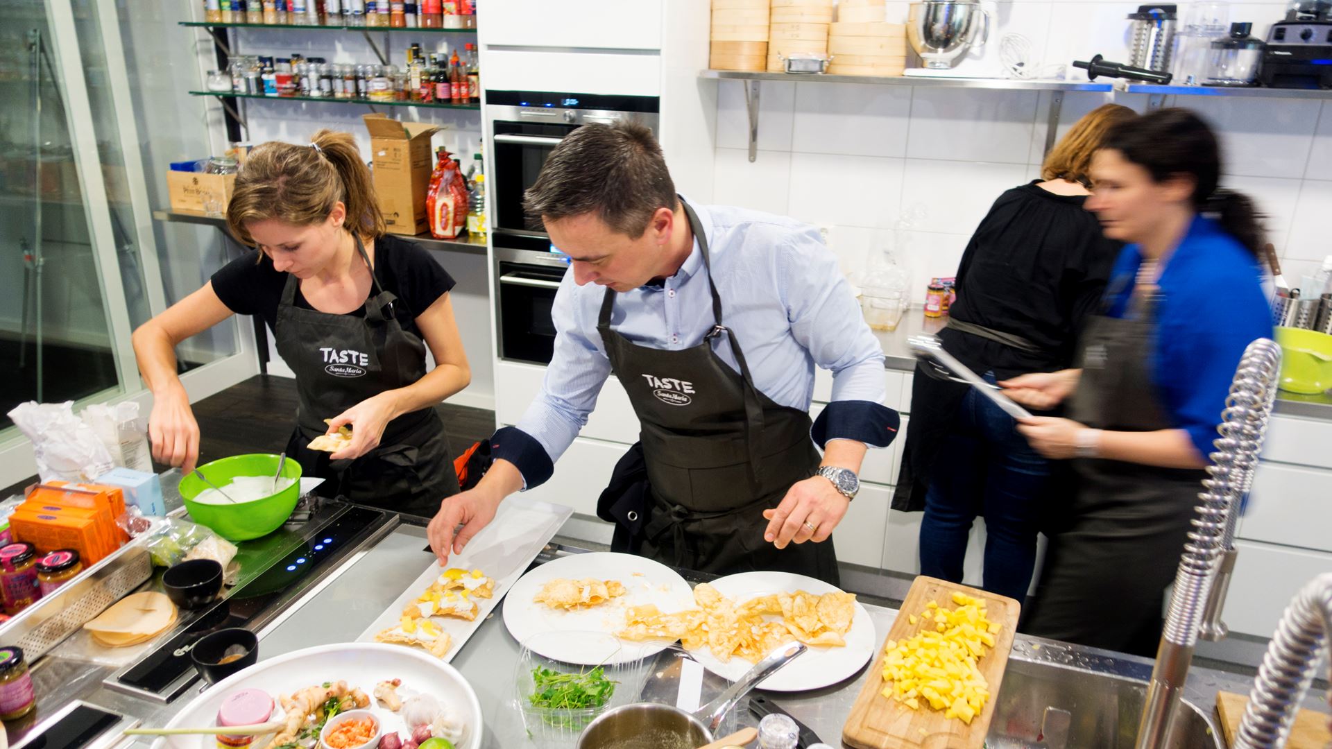 Preparing food in Santa Maria’s food studio