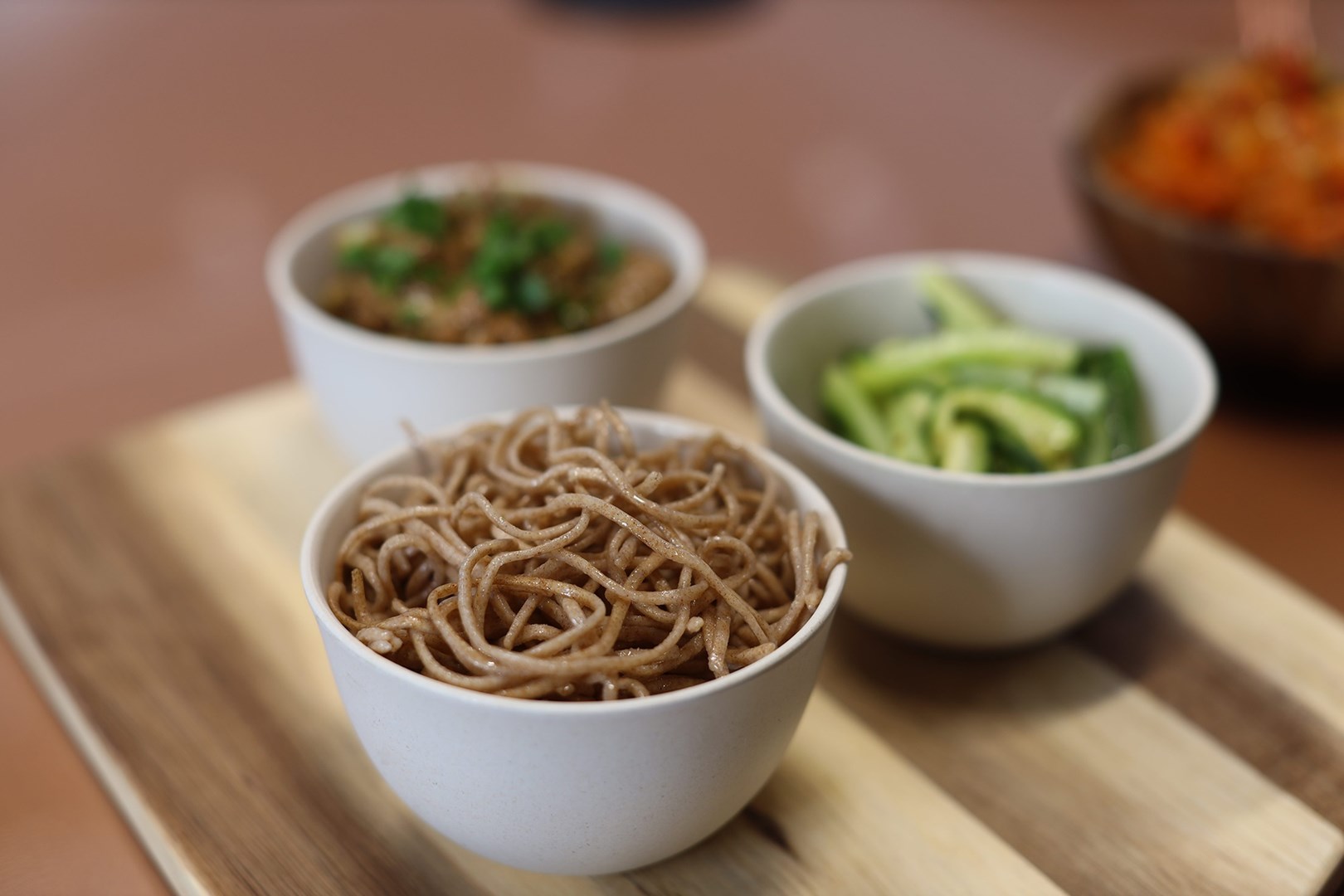 Dan Dan Miang Pulled Oats & Noodles and Pickled Cucumber