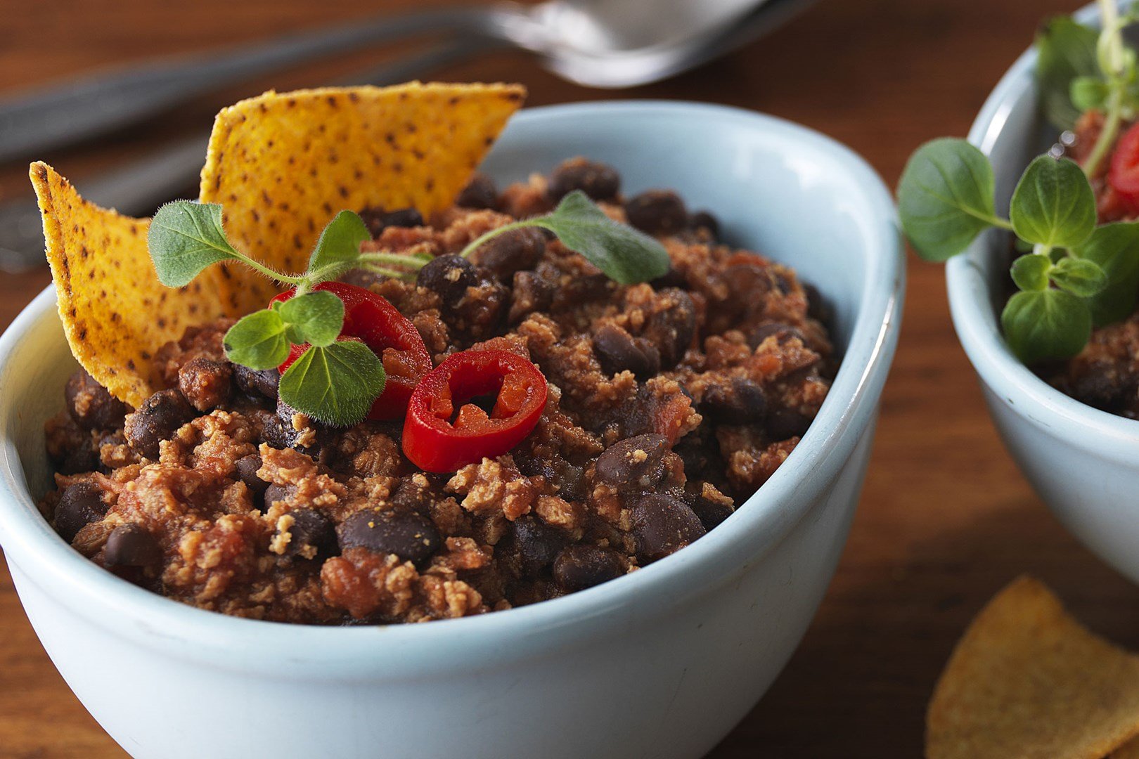 Chili sin Carne med svarta bönor och röd jalapeño