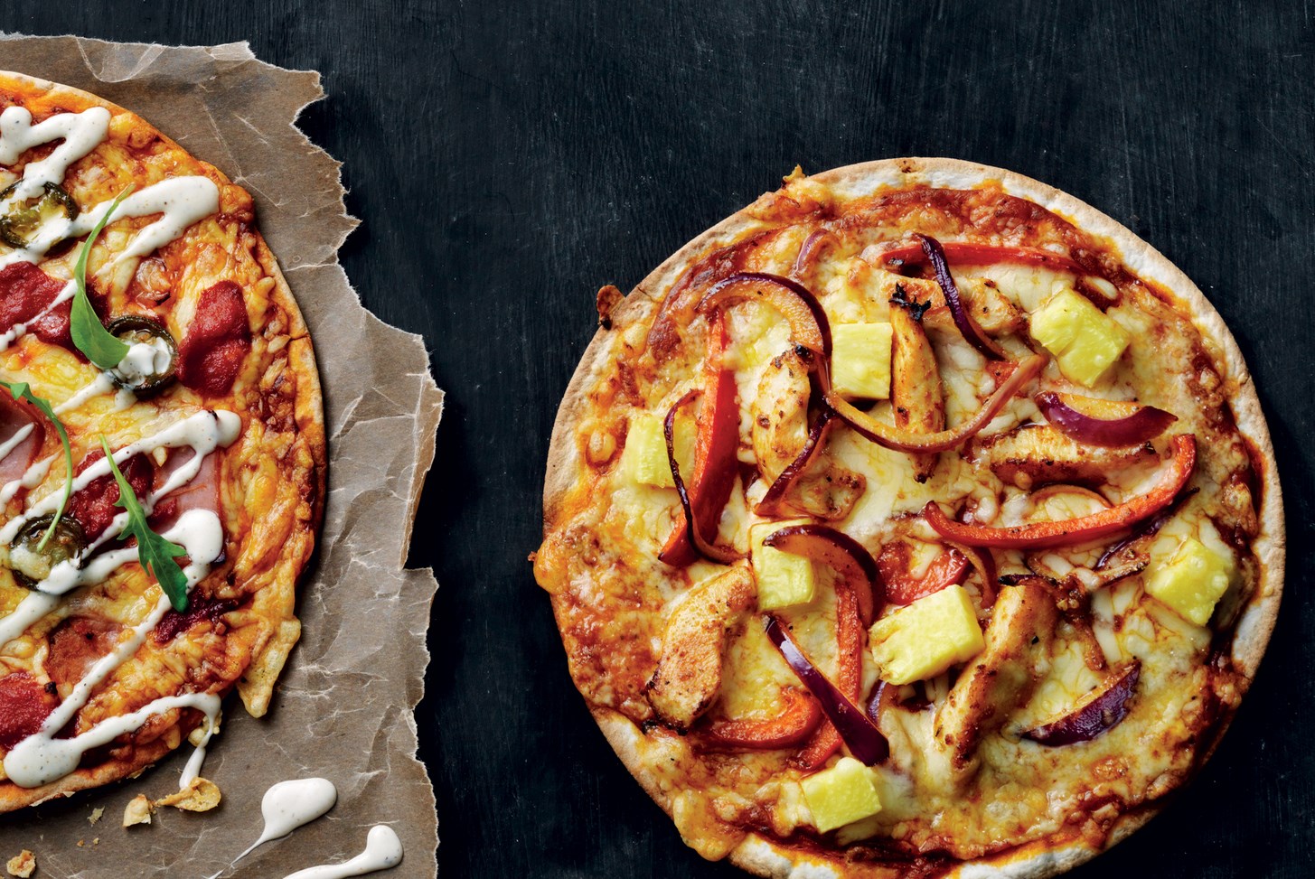 Fajita-tortillapizza med ananas