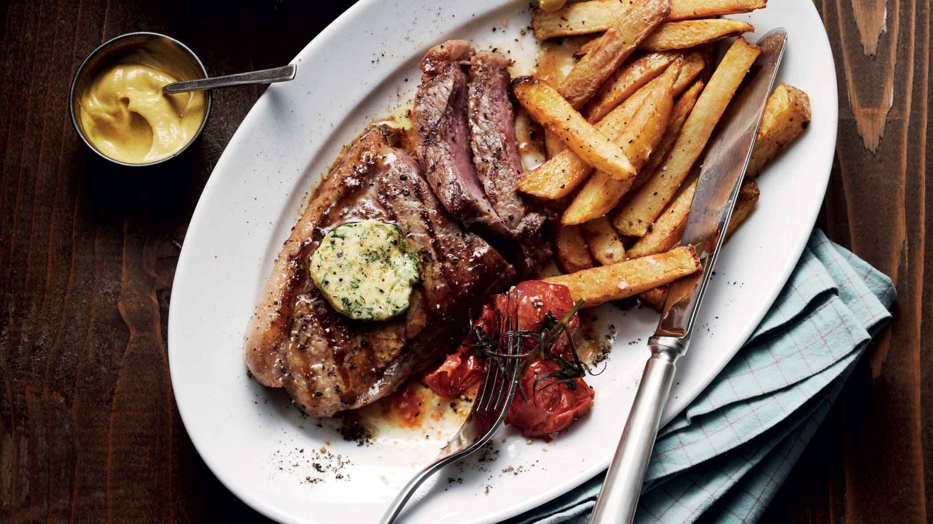 Steak and Chips with Lemon and Parsley Butter