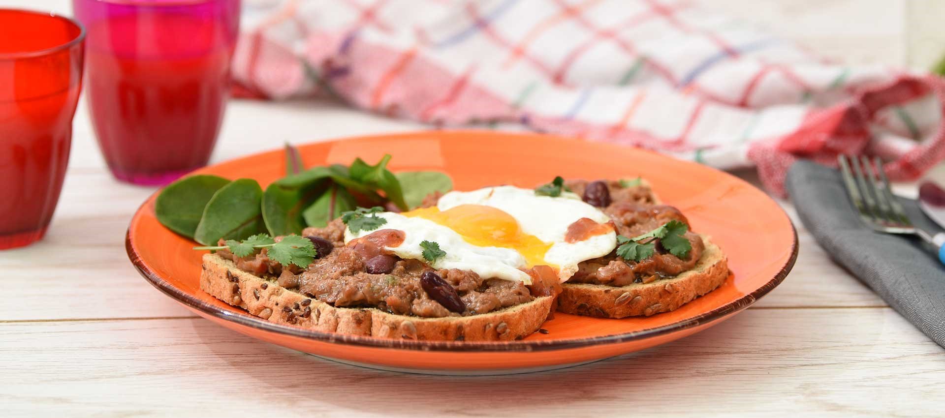 Spicy Refried Beans on Toast