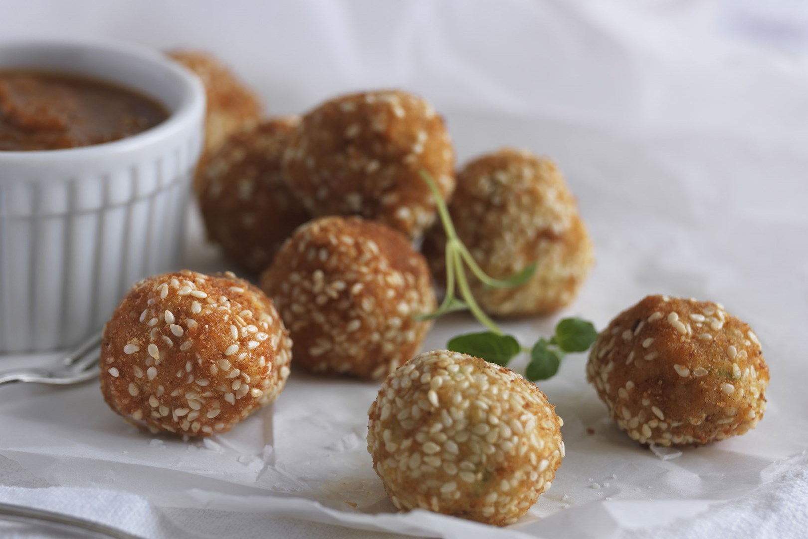 Chicken Fritters with Raisins and Chilli Dip