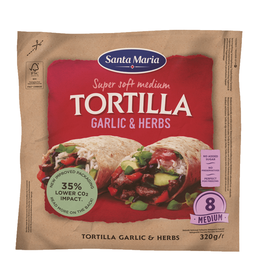 Tortillas með hvítlauk, 8 stk