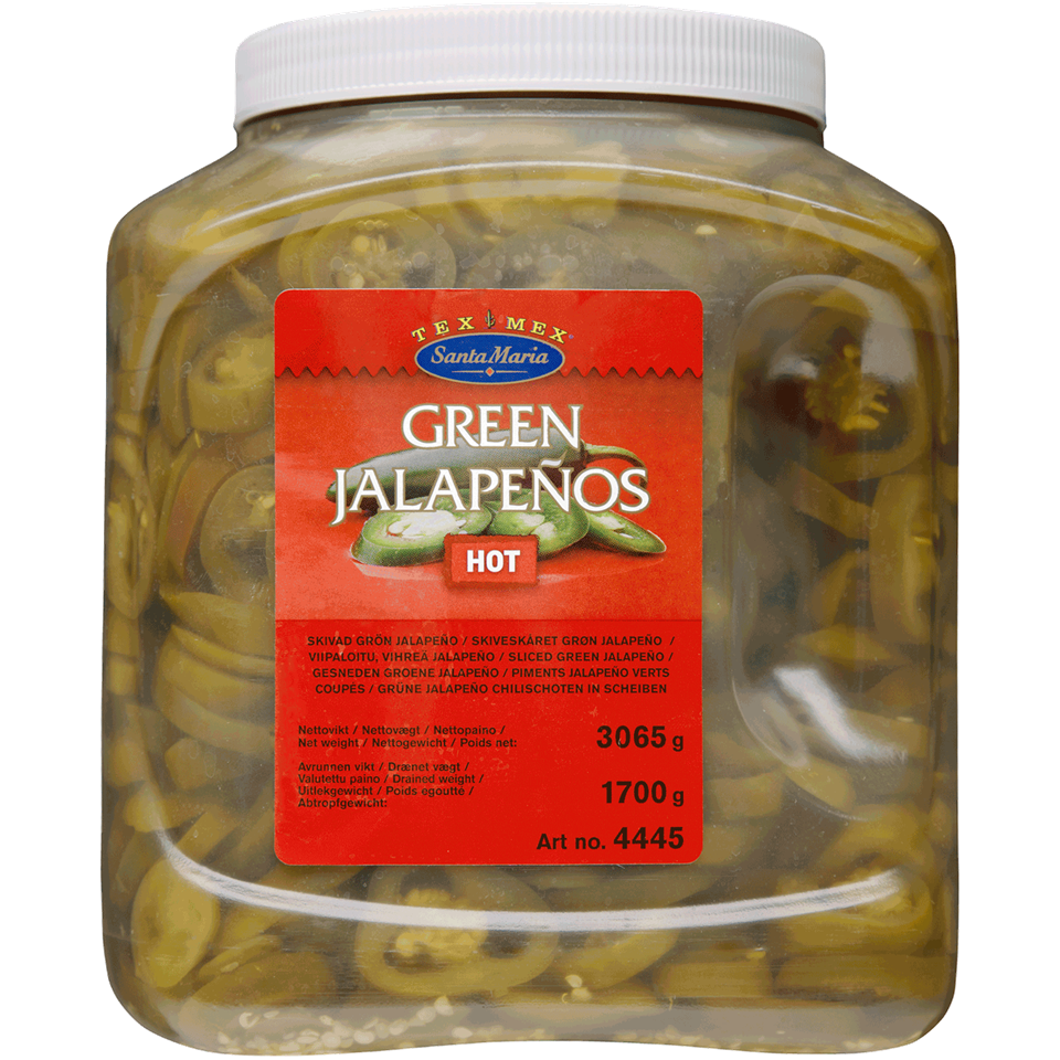 Žalios Jalapeno aitriosios paprikos, griežinėliais