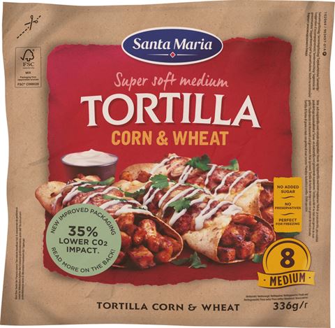 verpakking met 8 corn and wheat tortillas