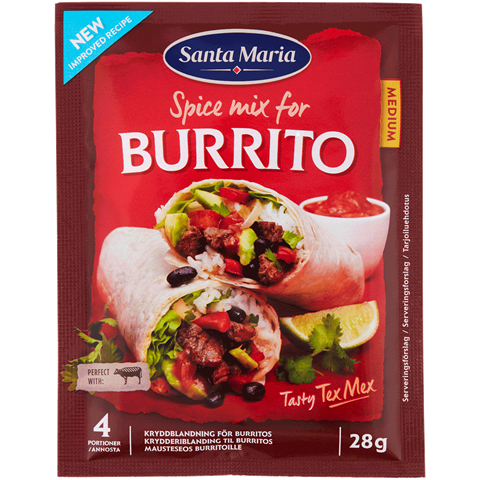 Burrito kryddmix på påse till kött eller köttfärs. 