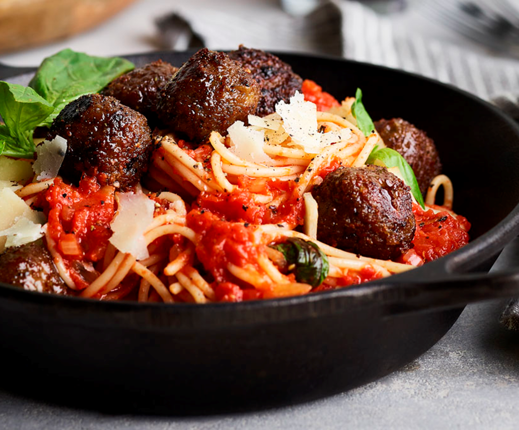 Klassisk Spaghetti Fricadelli med veggieboller