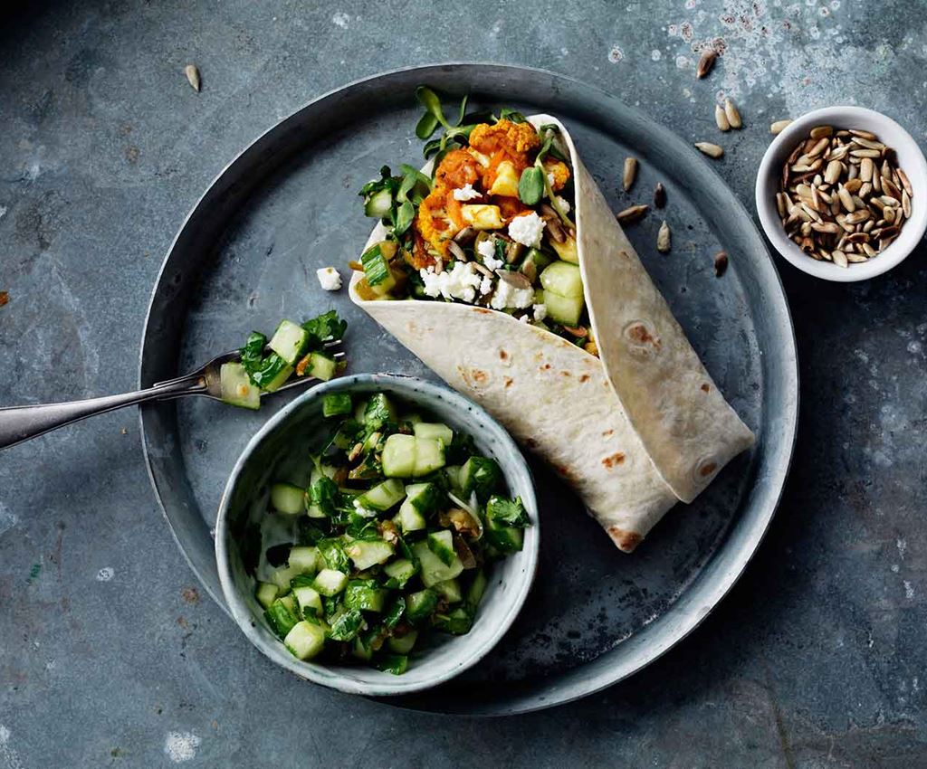 Sweet Potato Fajita with Cucumber & Jalapeño Salad